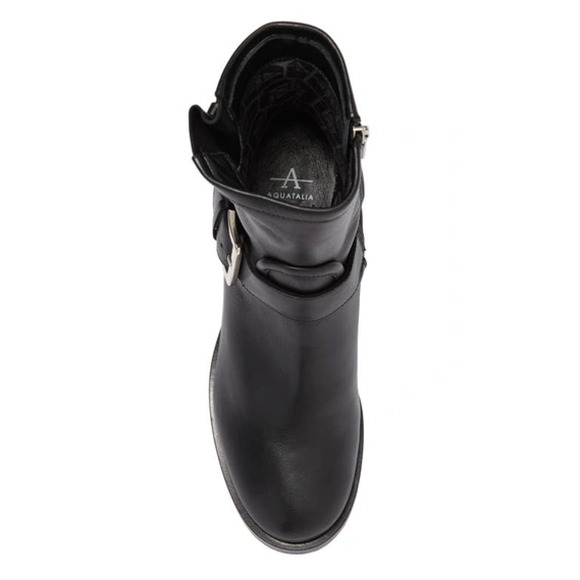 NEW AQUATALIA BLACK LEATHER BILLINA BUCKLE ANKLE BOOTS BOOTIES SZ 7 - Picture 4 of 13